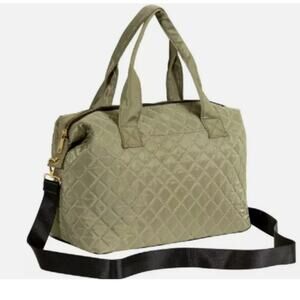 Alexis Bendel Olive Quilted Crossbody Carry-On Travel Weekender Tote Bag EUC